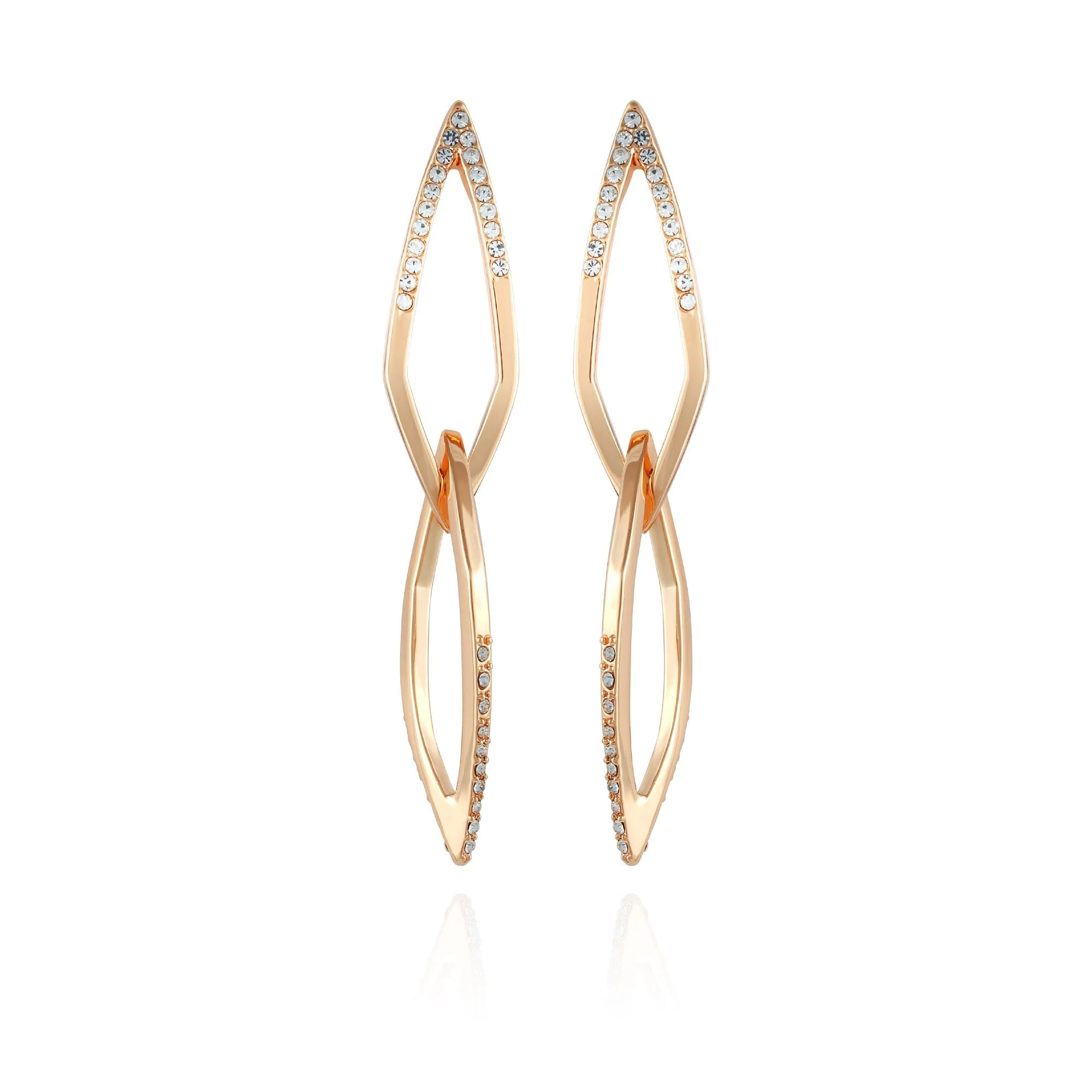 14K Goldtone Crystal Stone Link Drop Earring