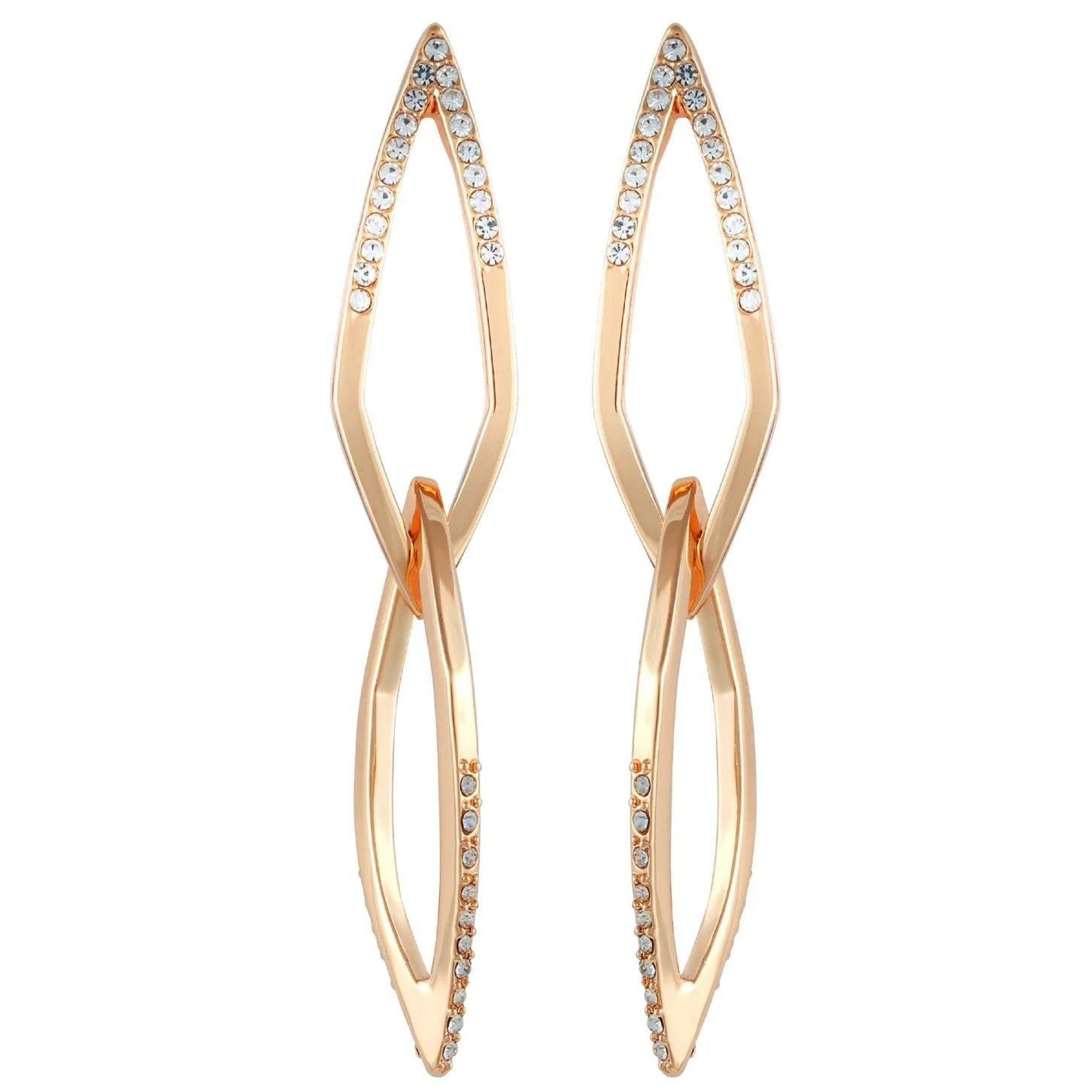 14K Goldtone Crystal Stone Link Drop Earring - Image 2
