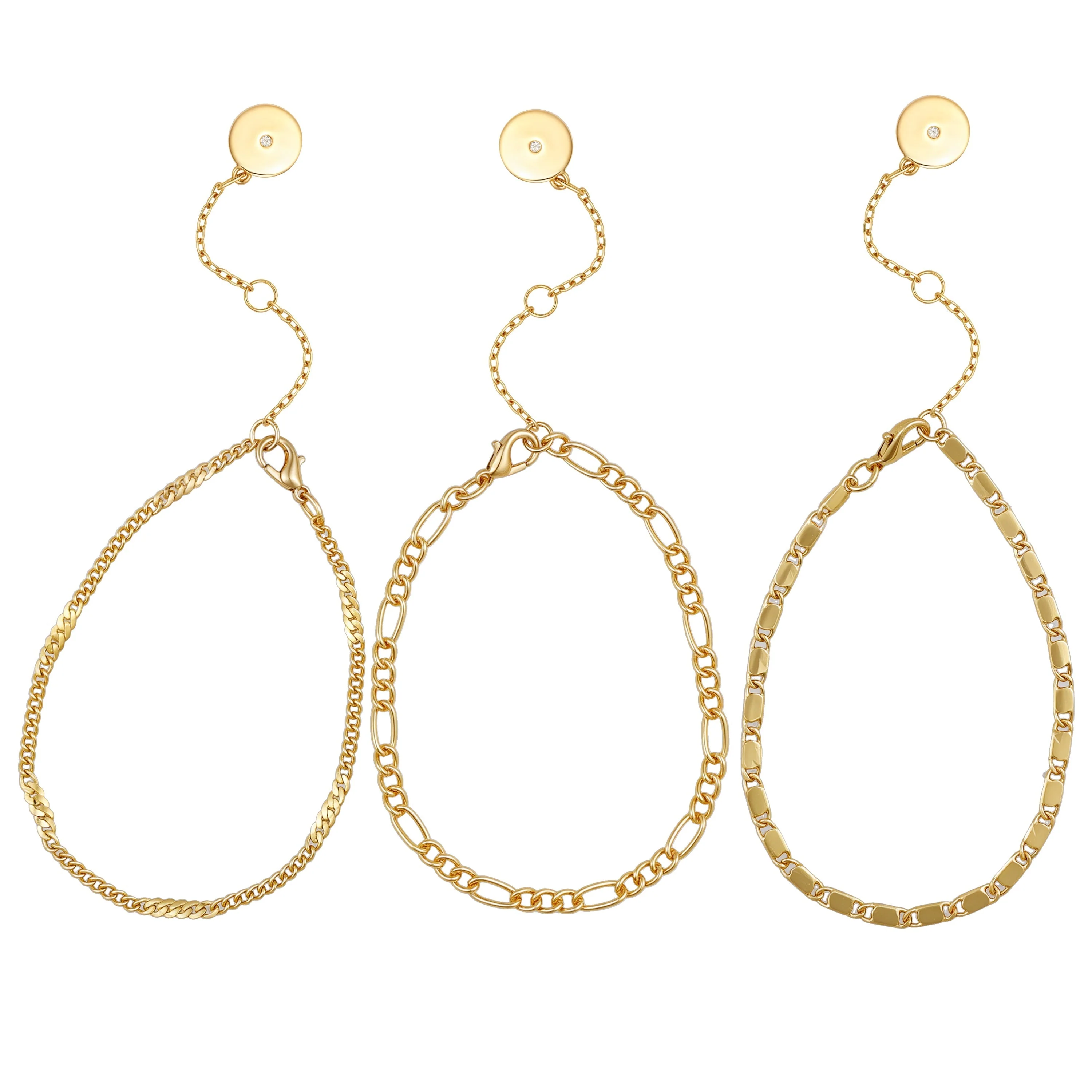 3 Piece Goldtone Chain Bracelets - Image 2