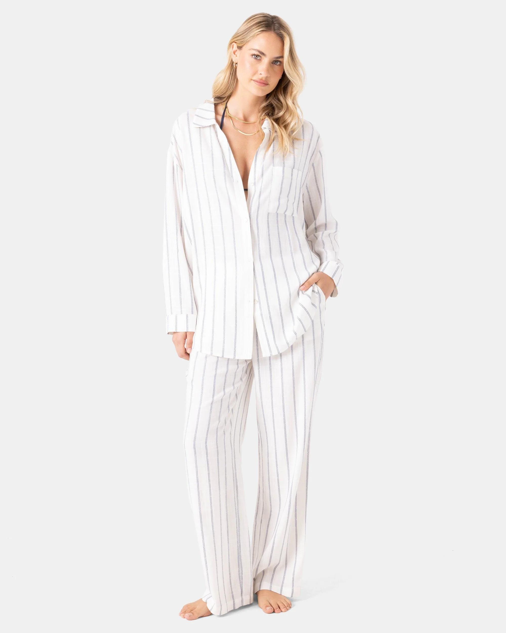 After Surf Stripe Cover Up Shirt Dress - Image 5