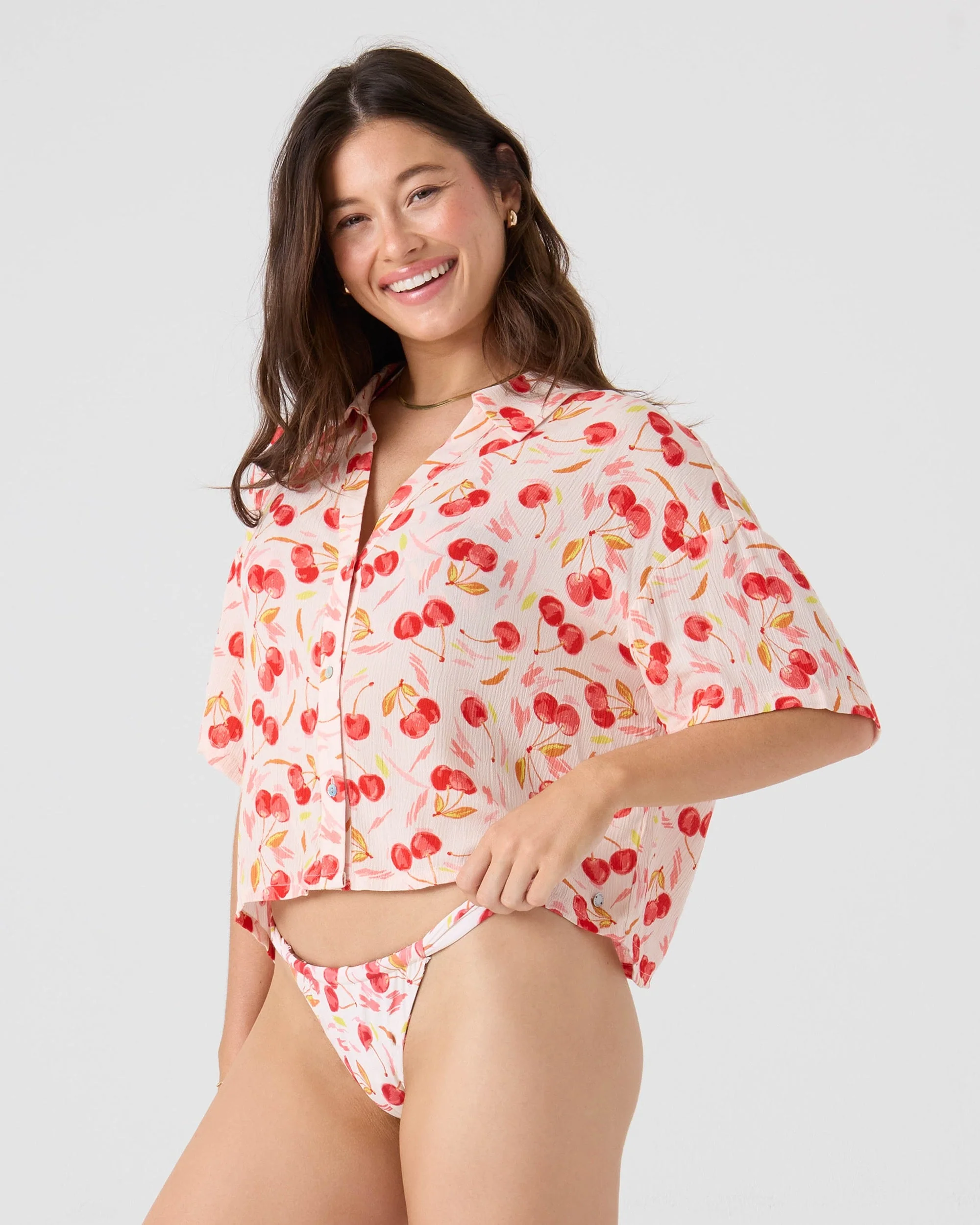 Cherry On Top Crop Button Up Shirt - Image 2