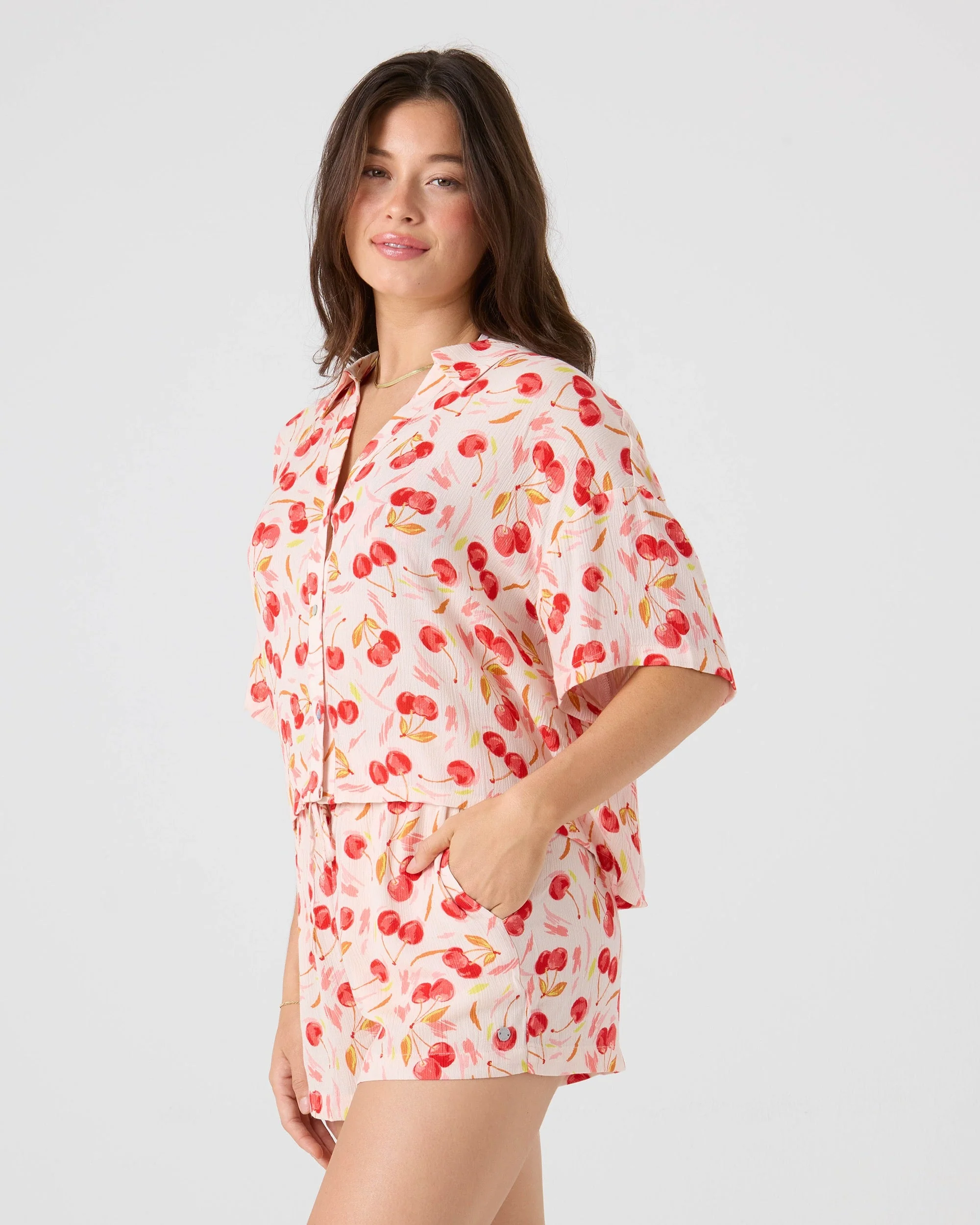 Cherry On Top Crop Button Up Shirt - Image 6
