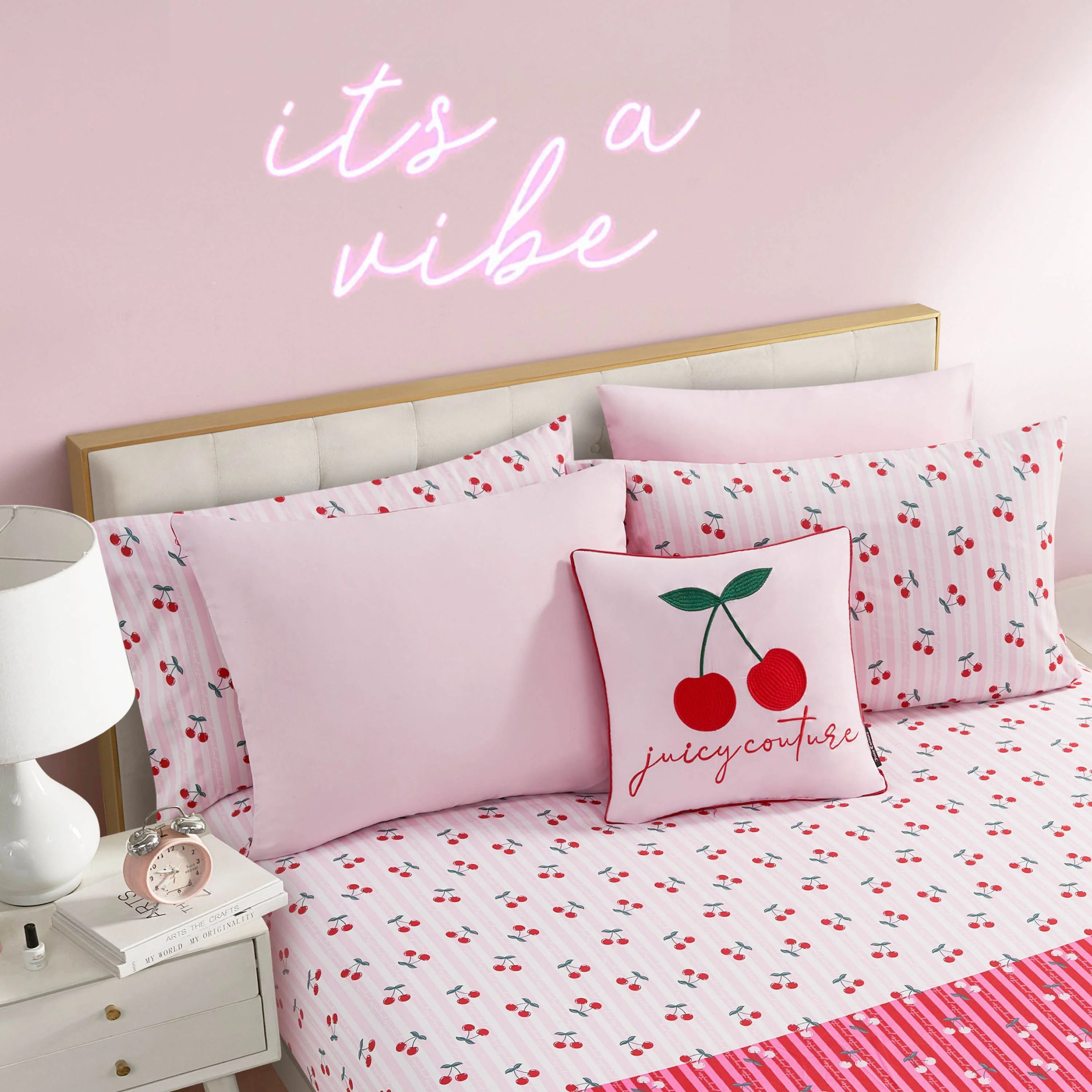 Cherry Script Solid Reversible Bed in a Bag Bedding Set - Image 8