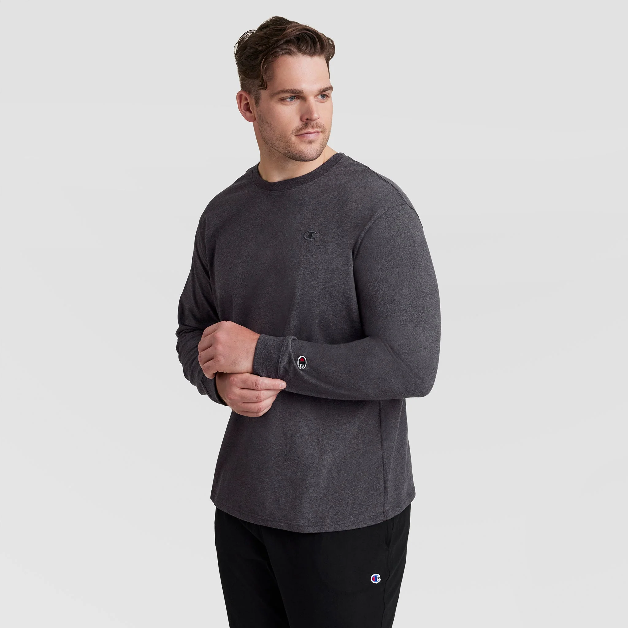 Classic Long Sleeve T-Shirt, Embroidered C Logo - Big & Tall - Image 2