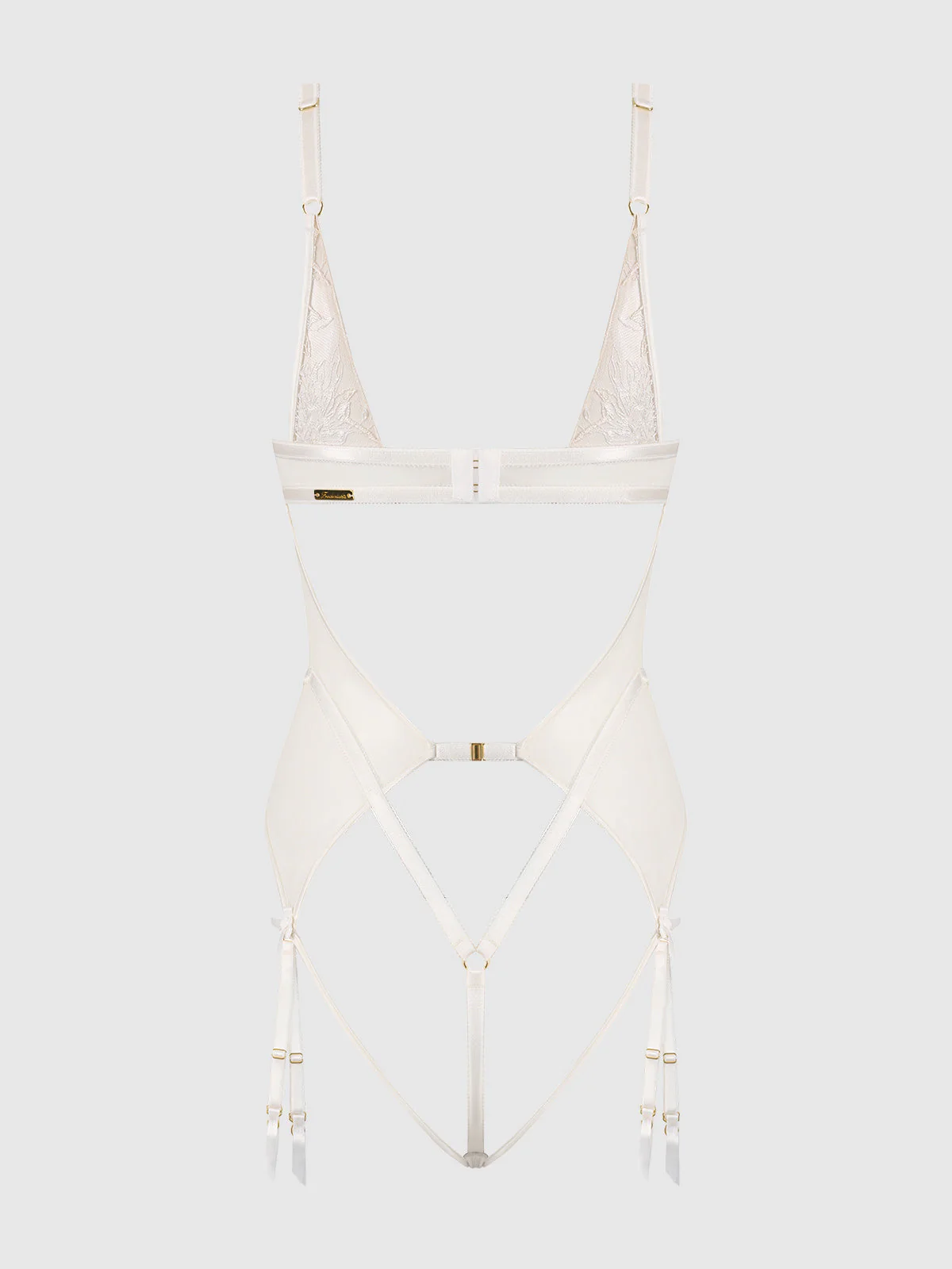 Delfina Embroidered Backless Teddy With Garters - Image 9
