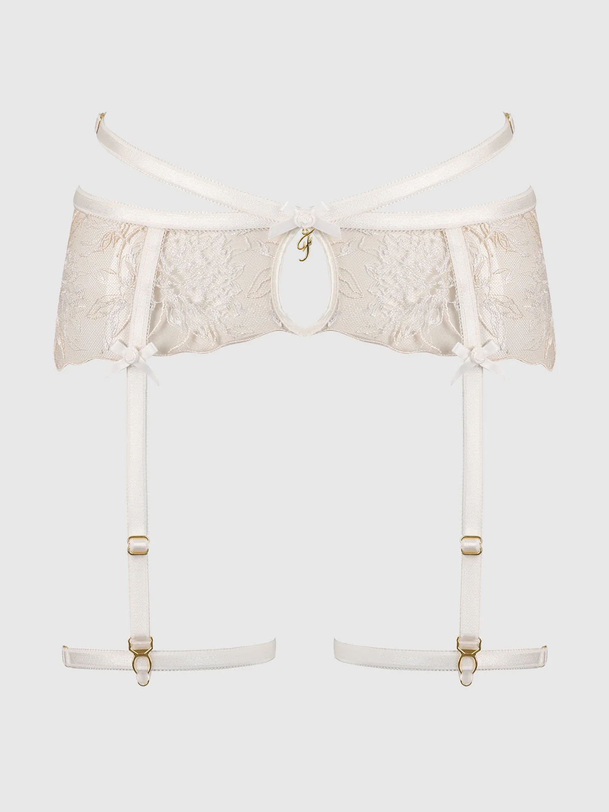 Delfina Embroidered Garter Belt With Thigh Garters - Image 5