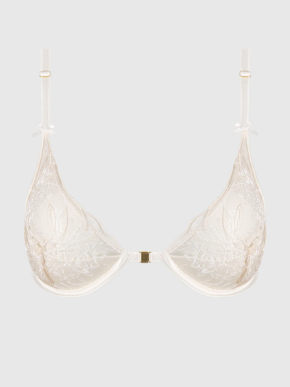 Delfina Embroidered Push Up Half Cup Bra With Front Clasp - Image 5