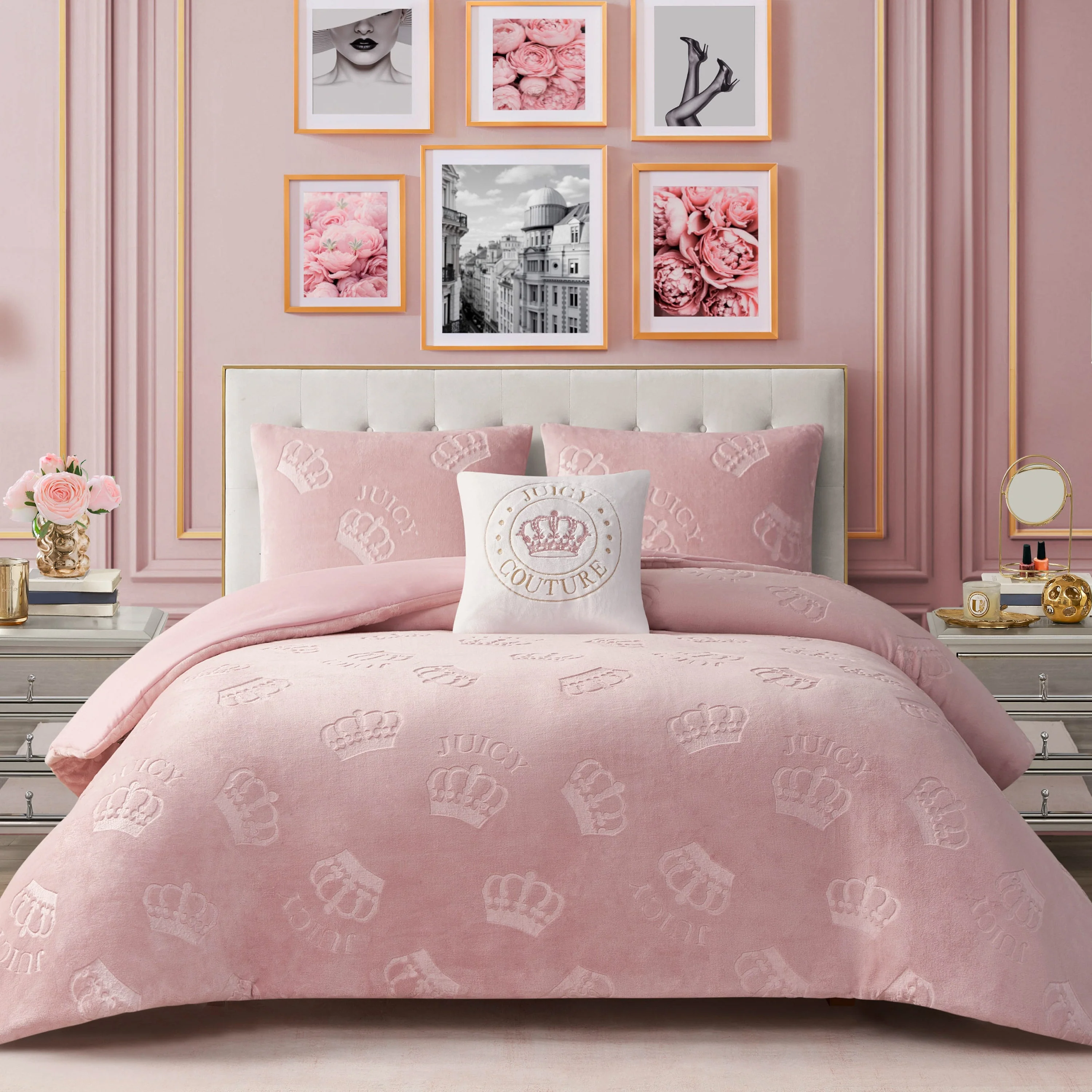 Embossed Plush Crown Comforter Set