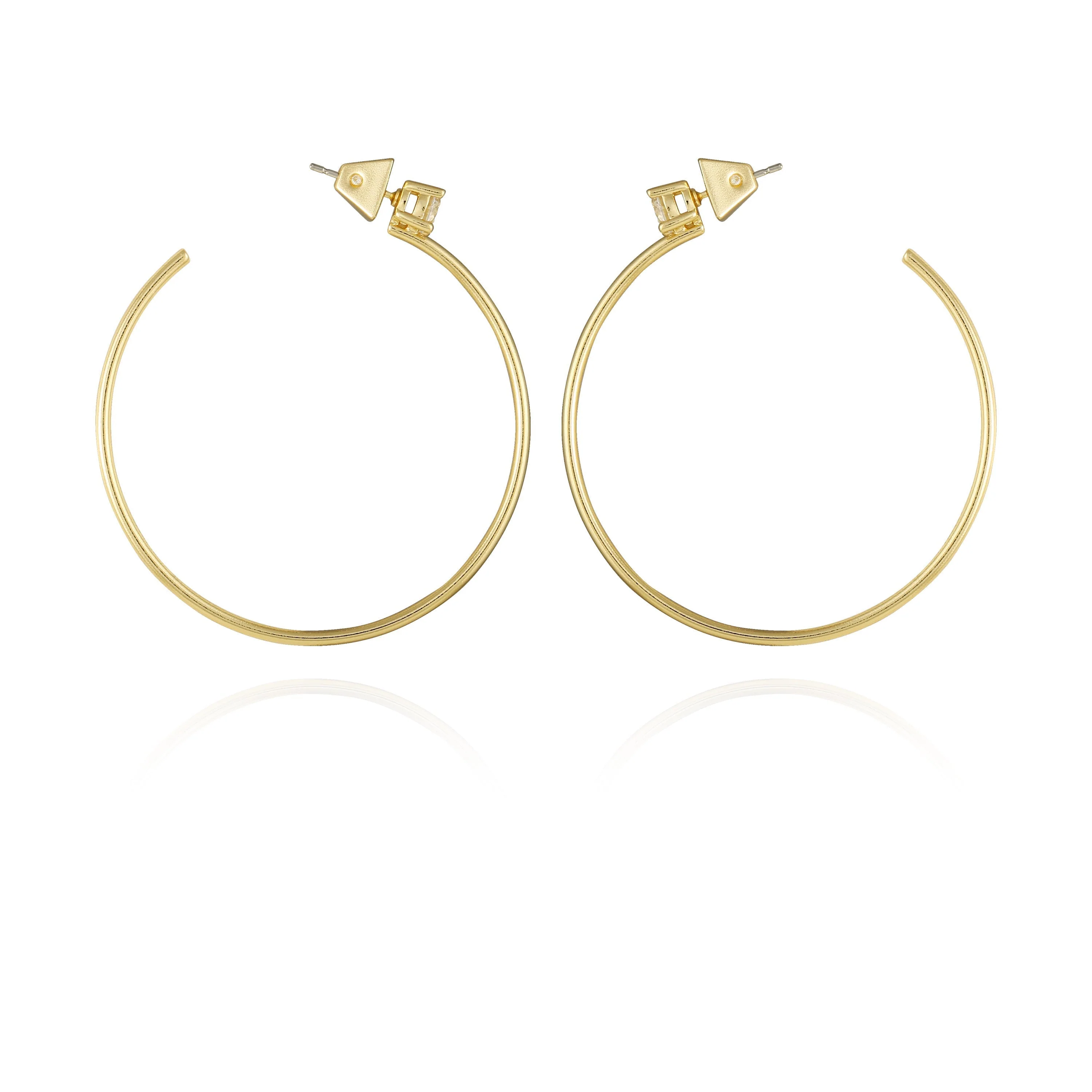 Goldtone Cubic Zirconia Open Hoop Earrings