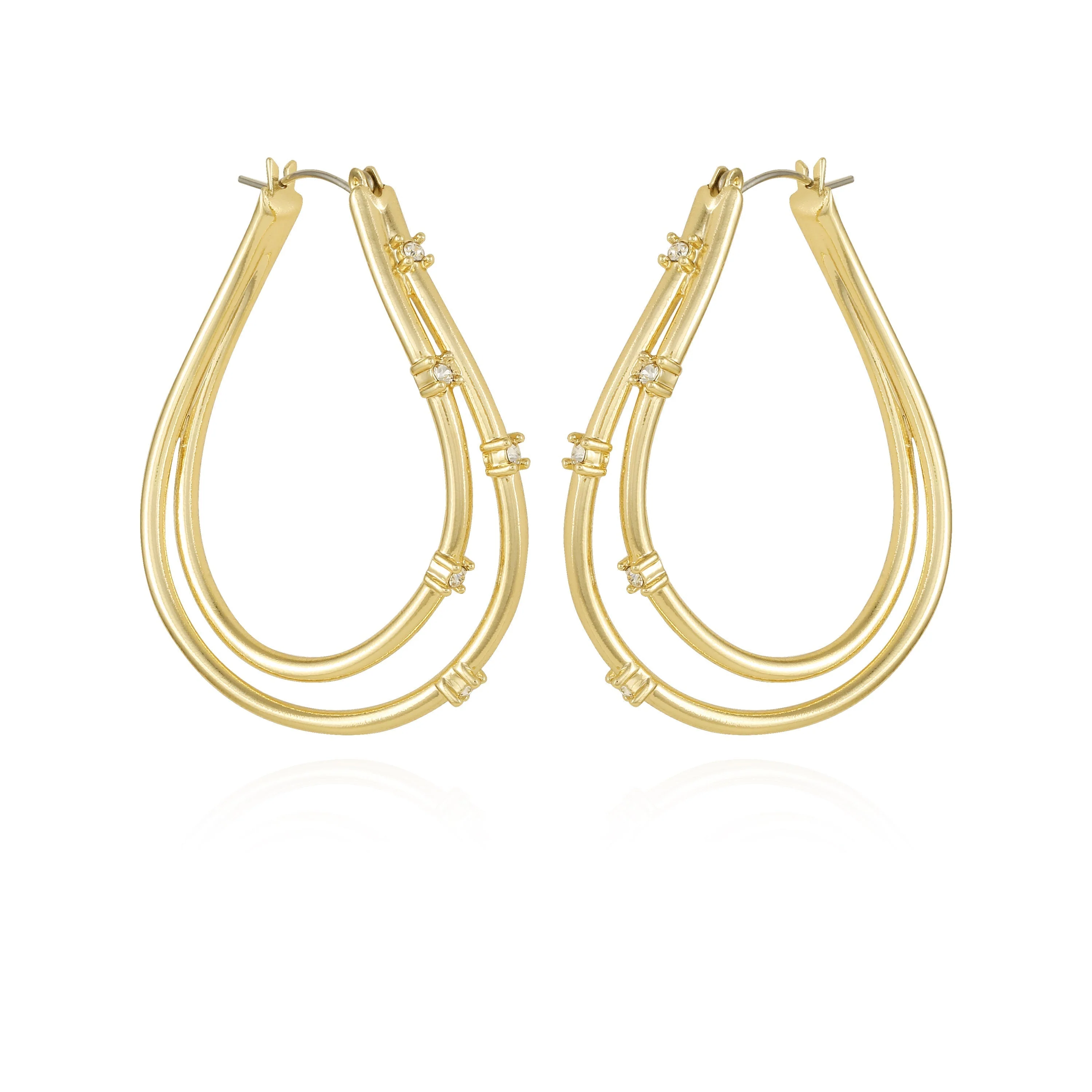 Goldtone Double Oval Hoop Earrings