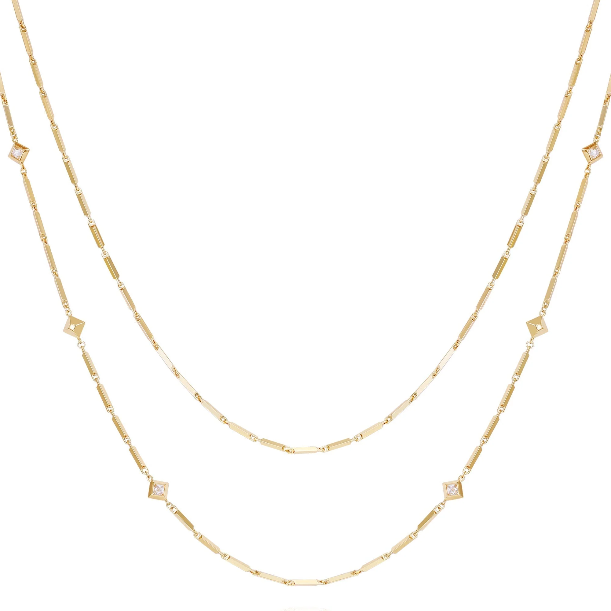 Goldtone Long Layered Necklace