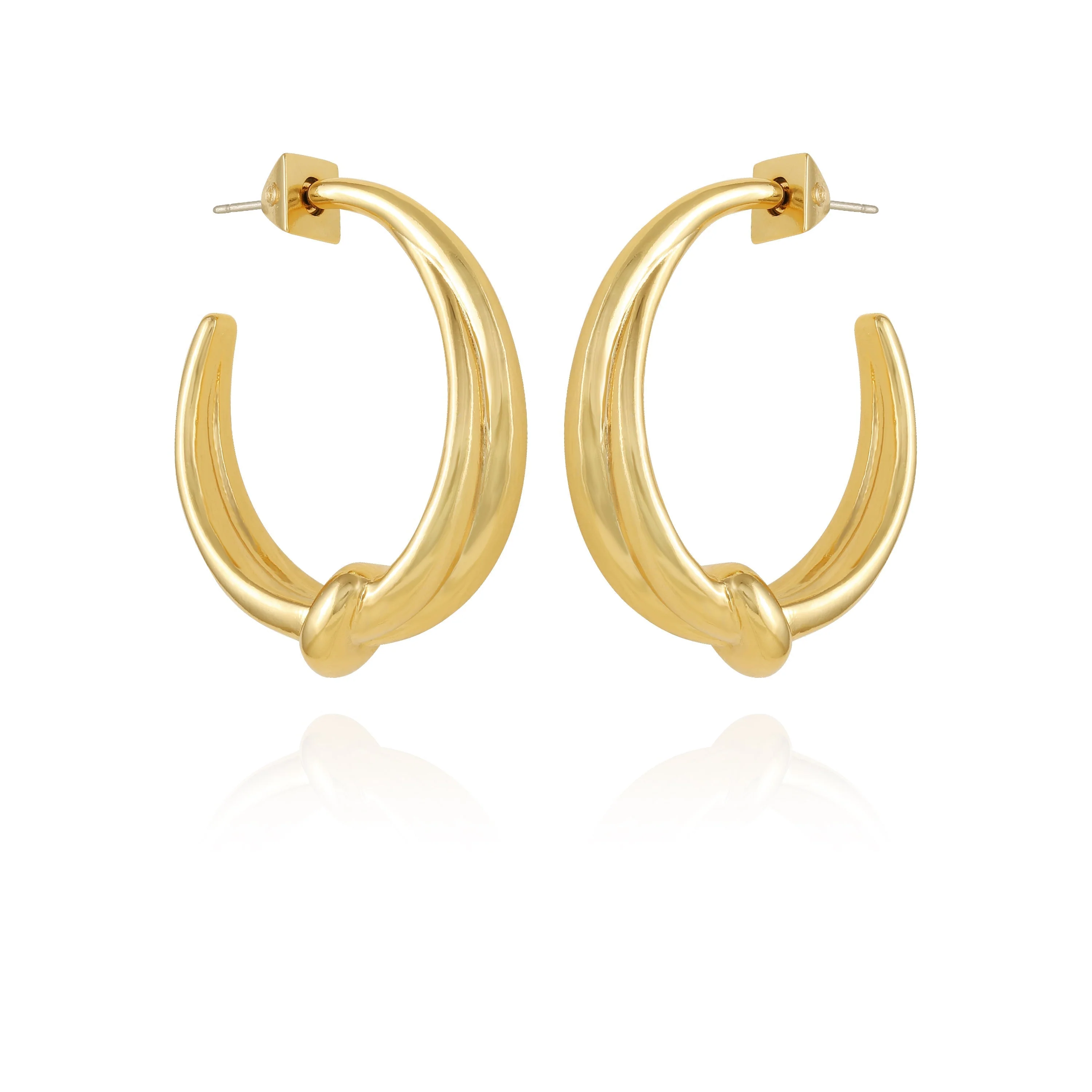 Goldtone Open Knotted Hoop Earrings