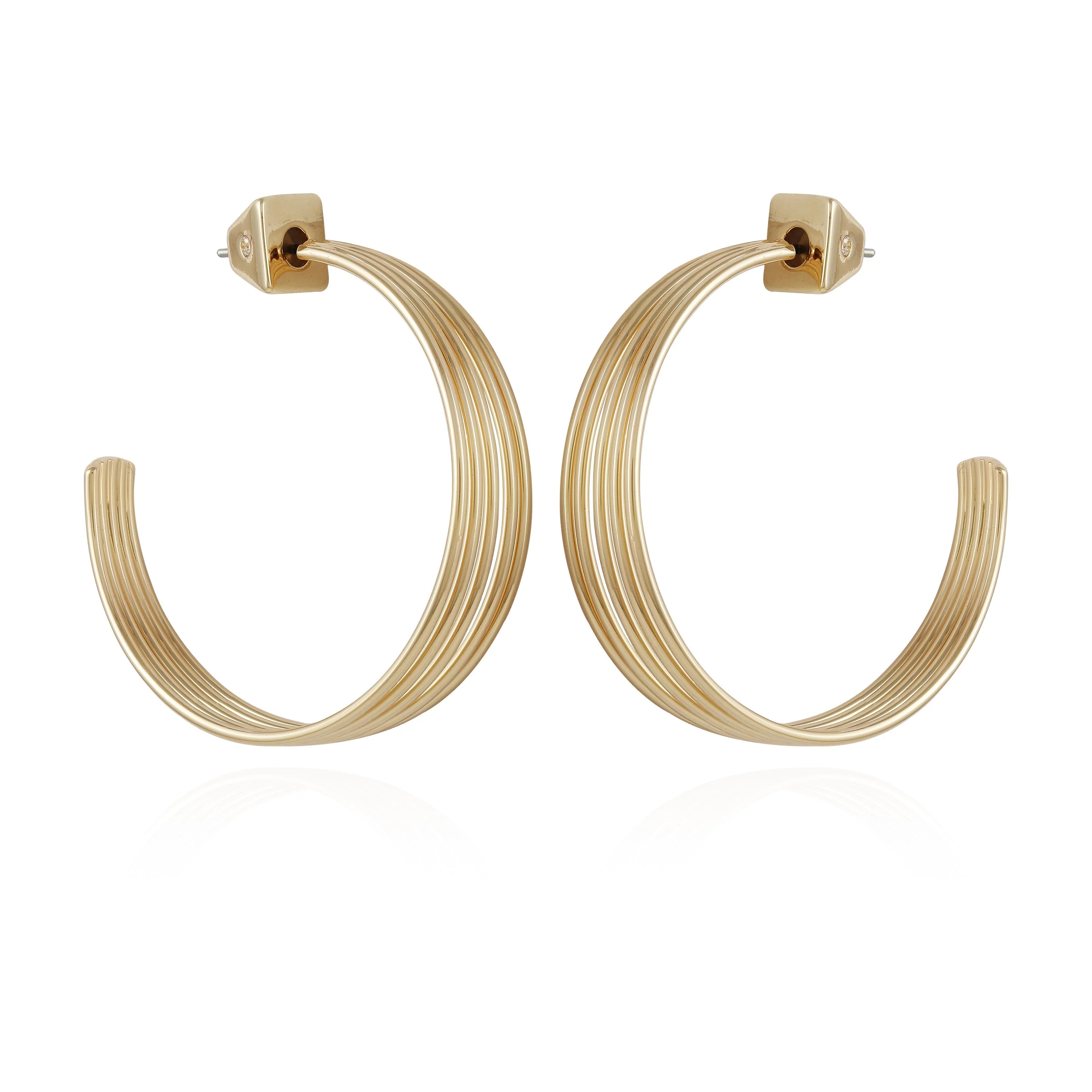 Goldtone Open Stacked Hoop Earrings