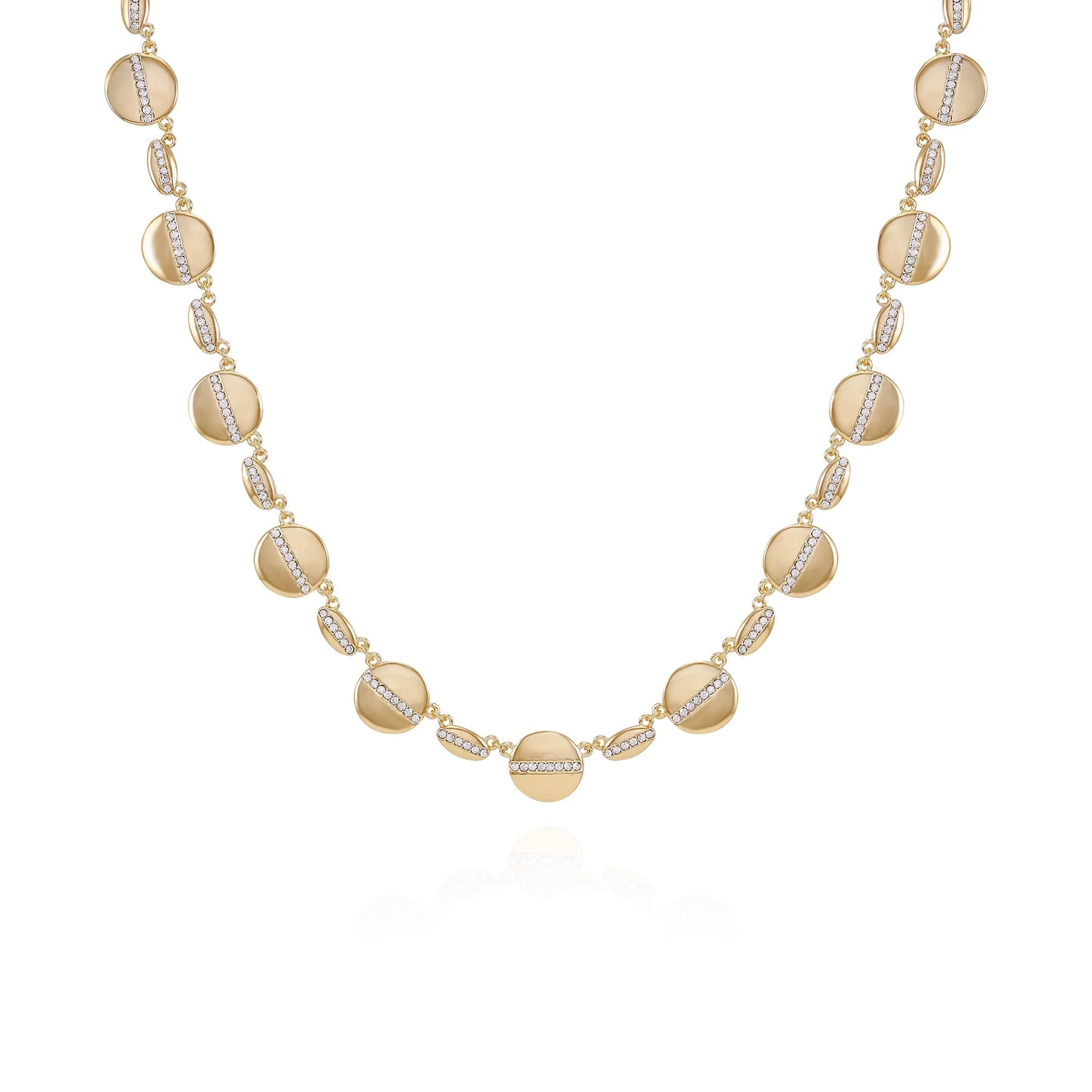 Goldtone Pave Multi-Coin Statement Necklace