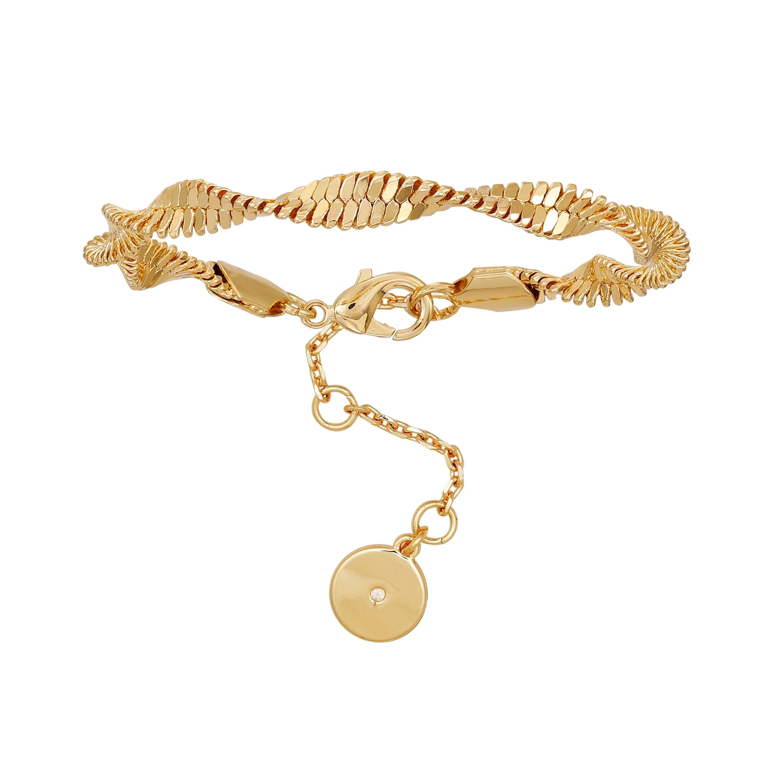 Goldtone Twisted Herringbone Chain Bracelet - Image 3