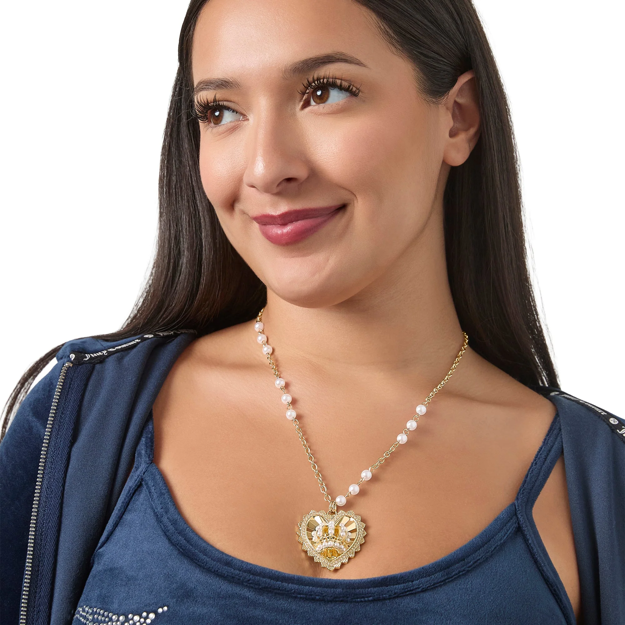 Heart Crown Necklace with Pearl Accent - Image 2