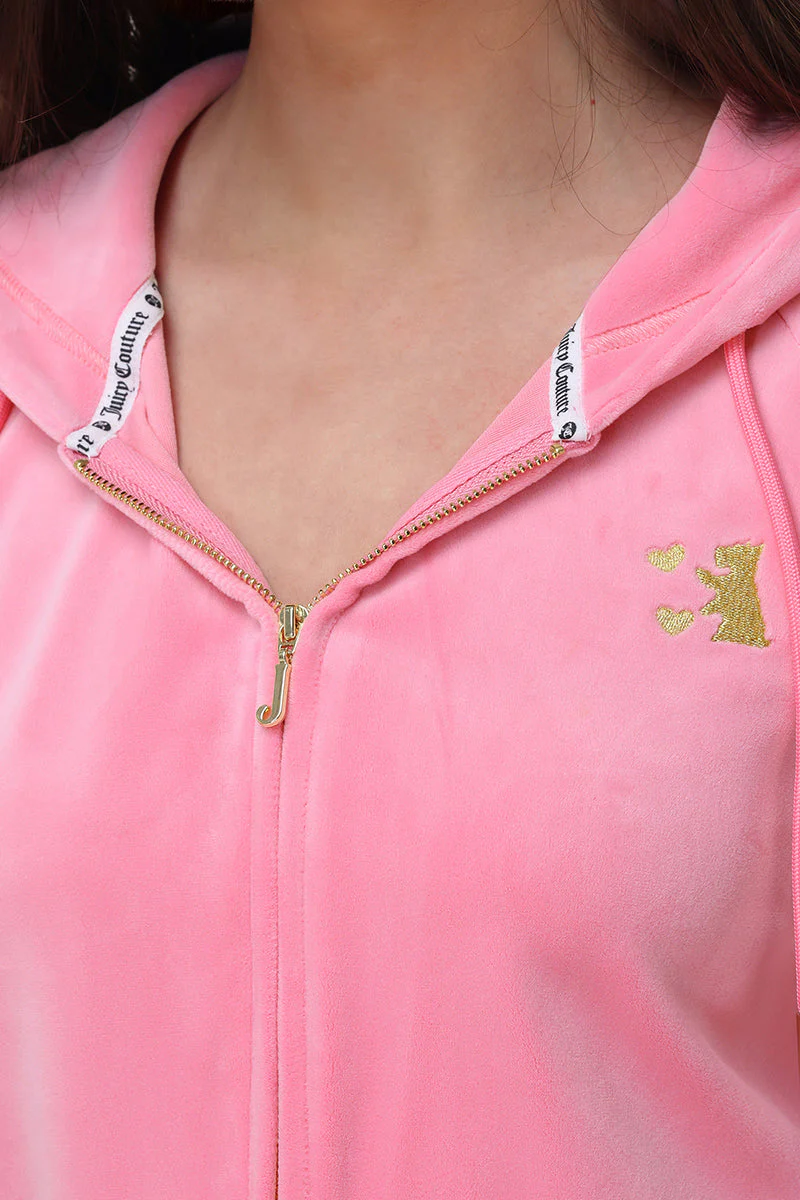 Heritage Stripe Bling Velour Zip Hoodie - Image 3