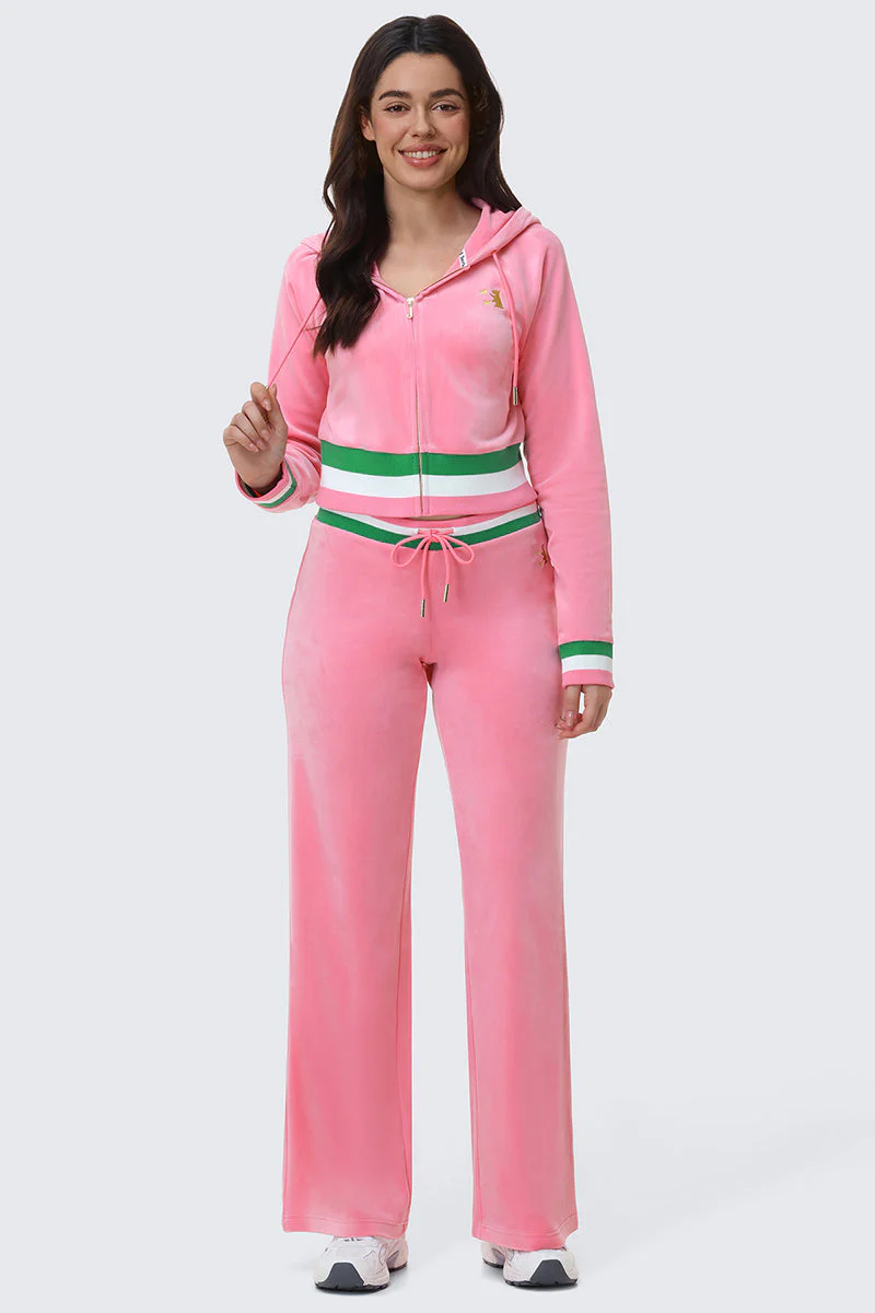 Heritage Stripe Bling Velour Zip Hoodie - Image 6