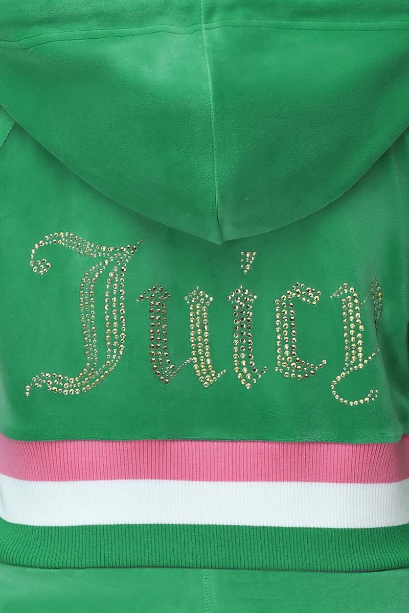 Heritage Stripe Bling Velour Zip Hoodie - Image 3