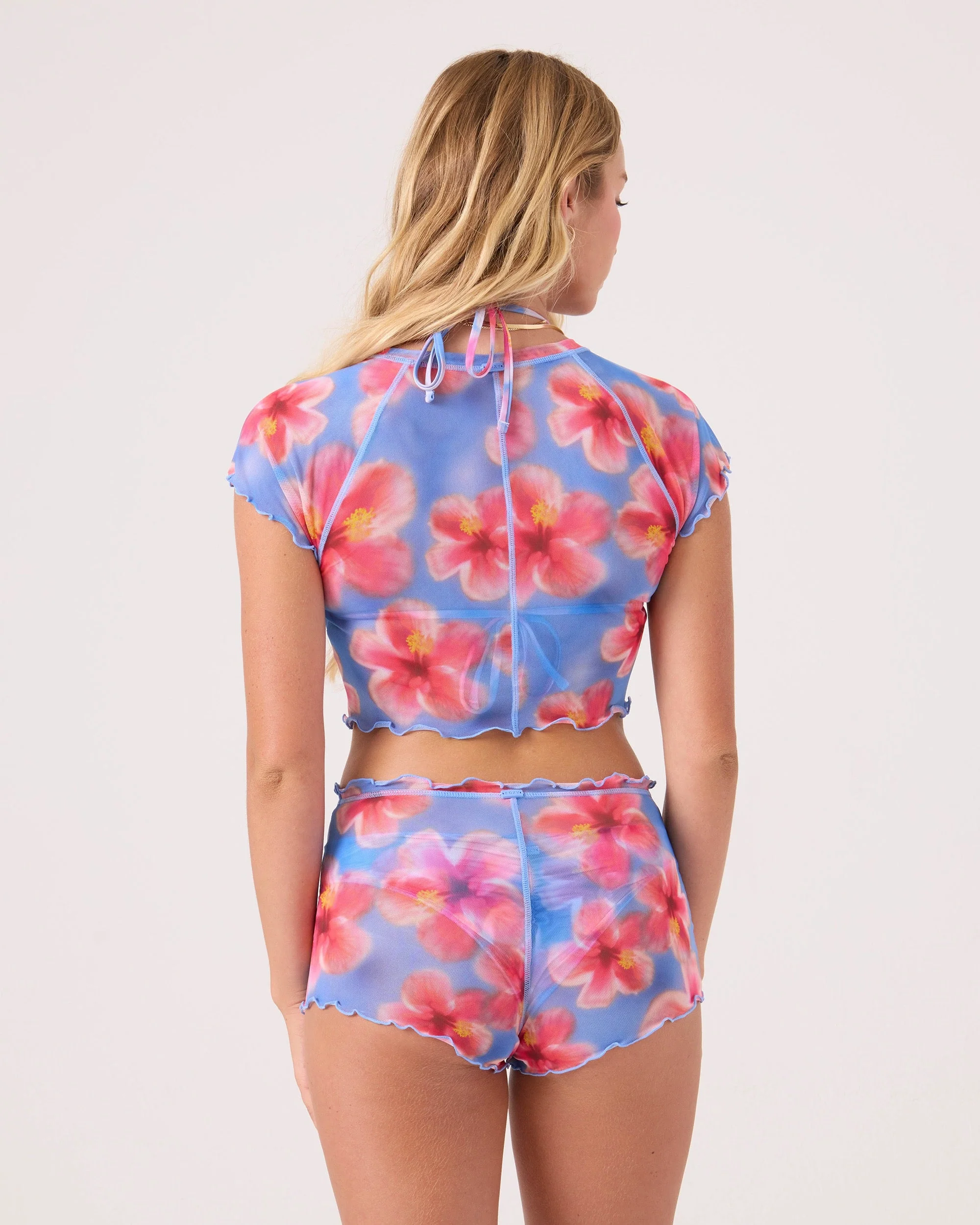 Hibiscus Daze Mesh Shortie Cheeky Bikini Bottom - Image 6