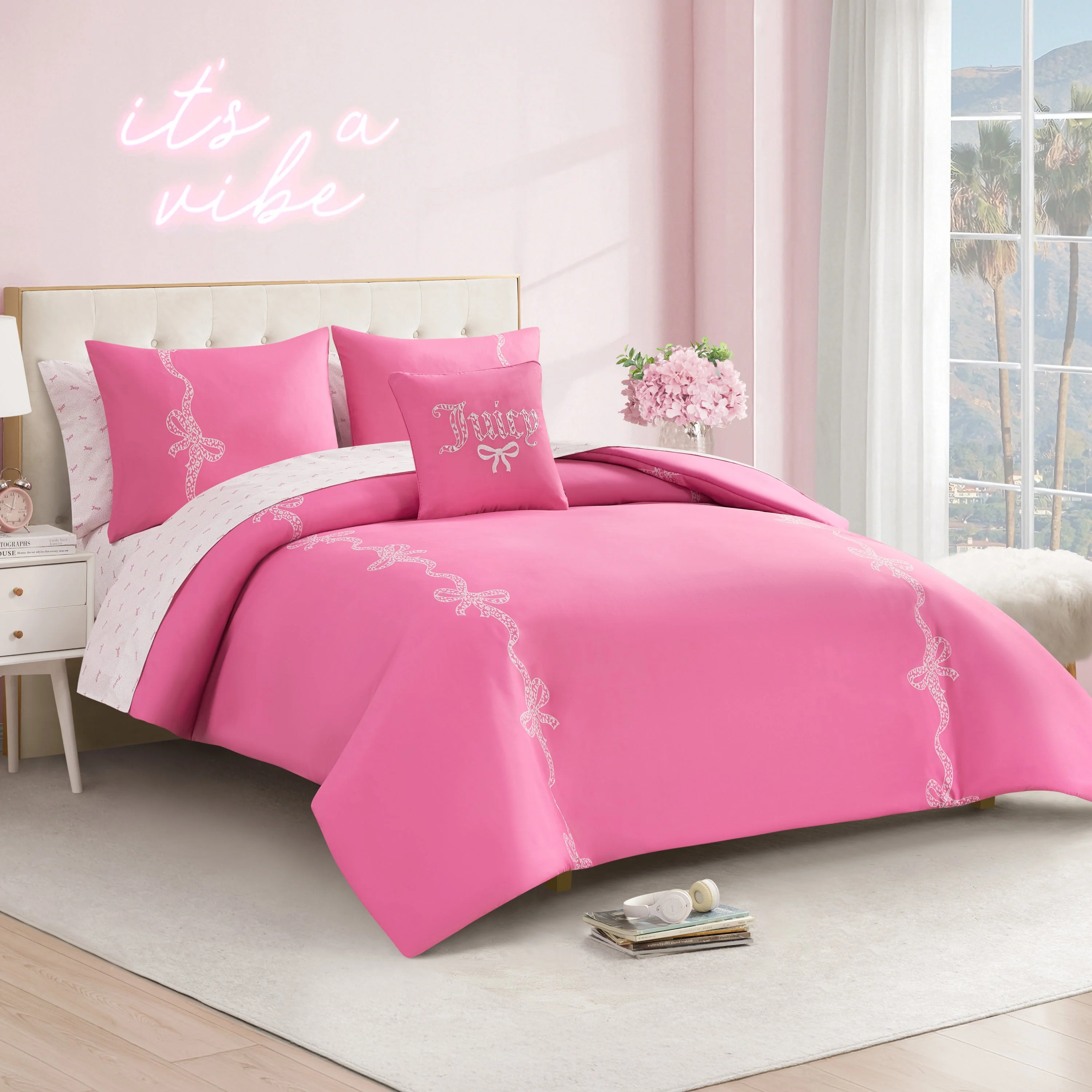 Hotel Stripe Leopard Bows Bed in a Bag Bedding Set - Image 2