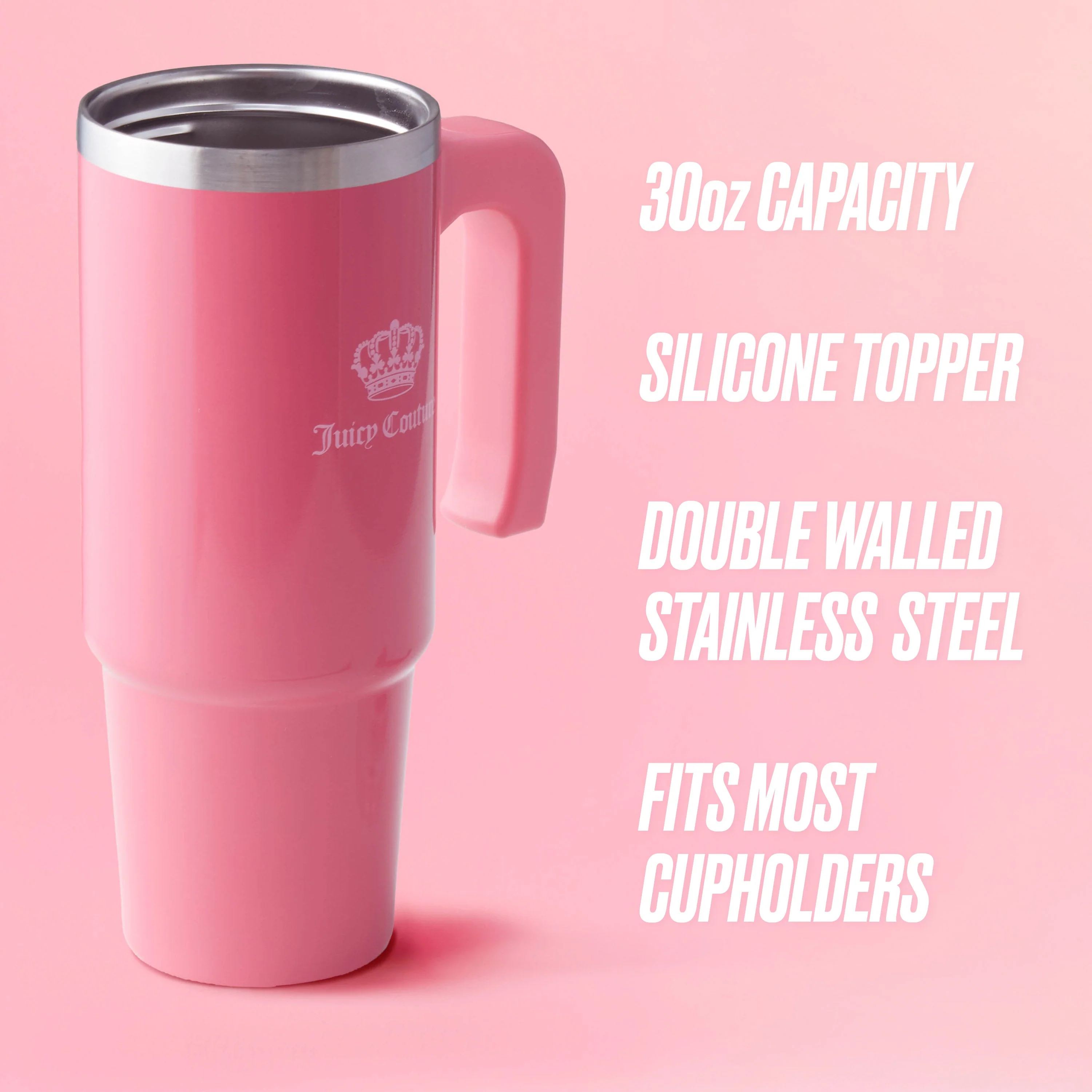 Jetsetter Hydration Stainless Steel Tumbler with Handle, Straw & Topper with Velour Crossbody Pouch - Image 2