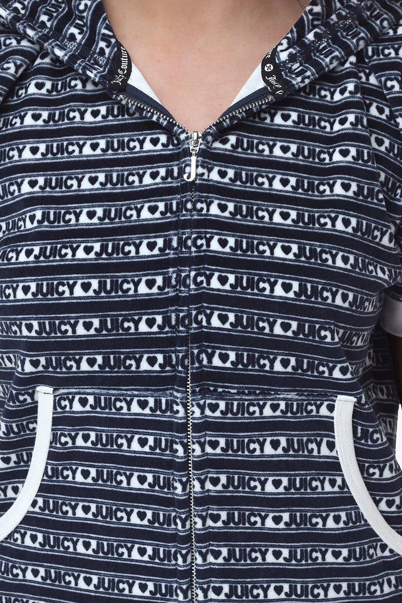 Logo Stripe Short Sleeve Zip Hoodie - Image 4