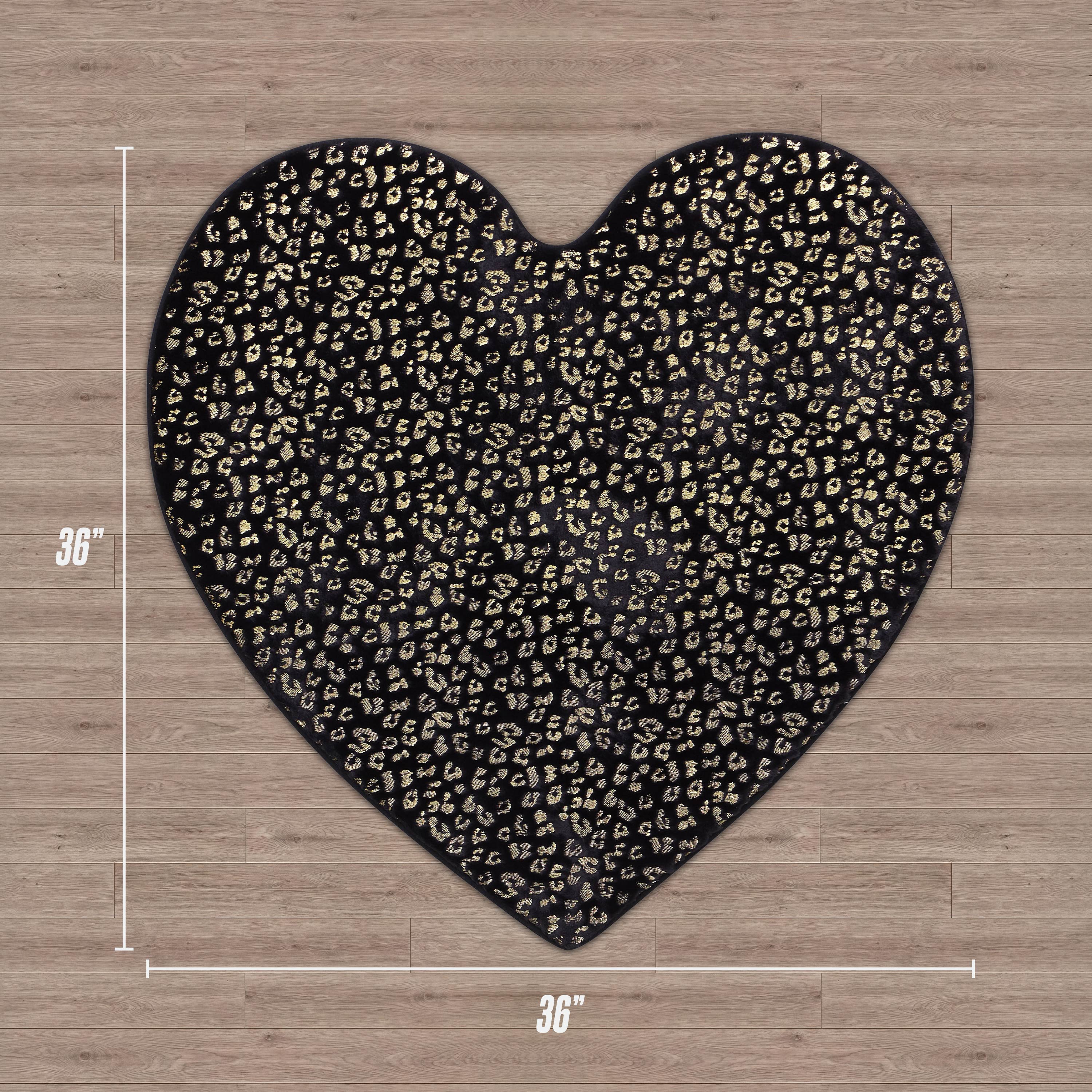 Metallic Leopard Plush Rug, 3' Heart - Image 3