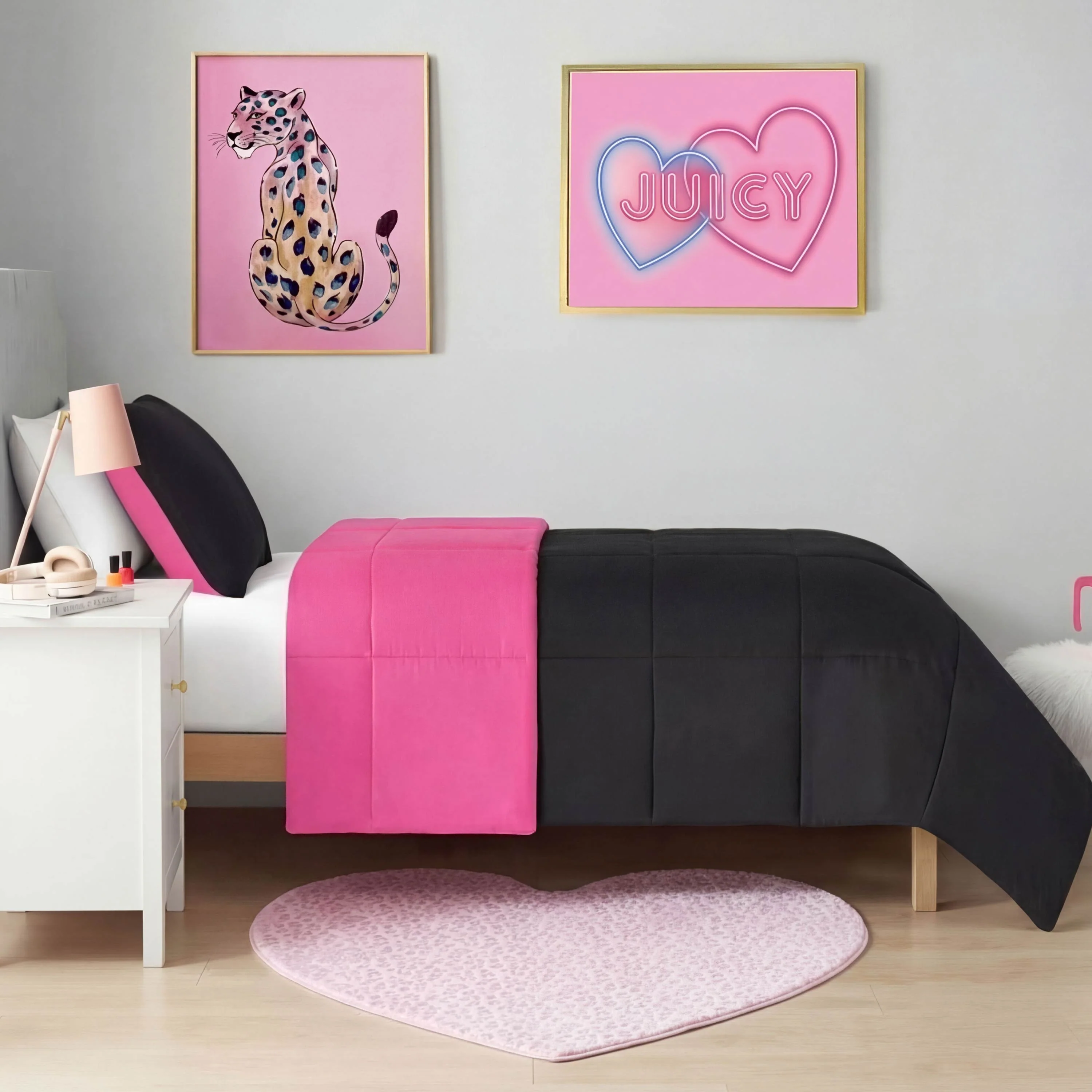 Metallic Leopard Plush Rug, 3' Heart - Image 2