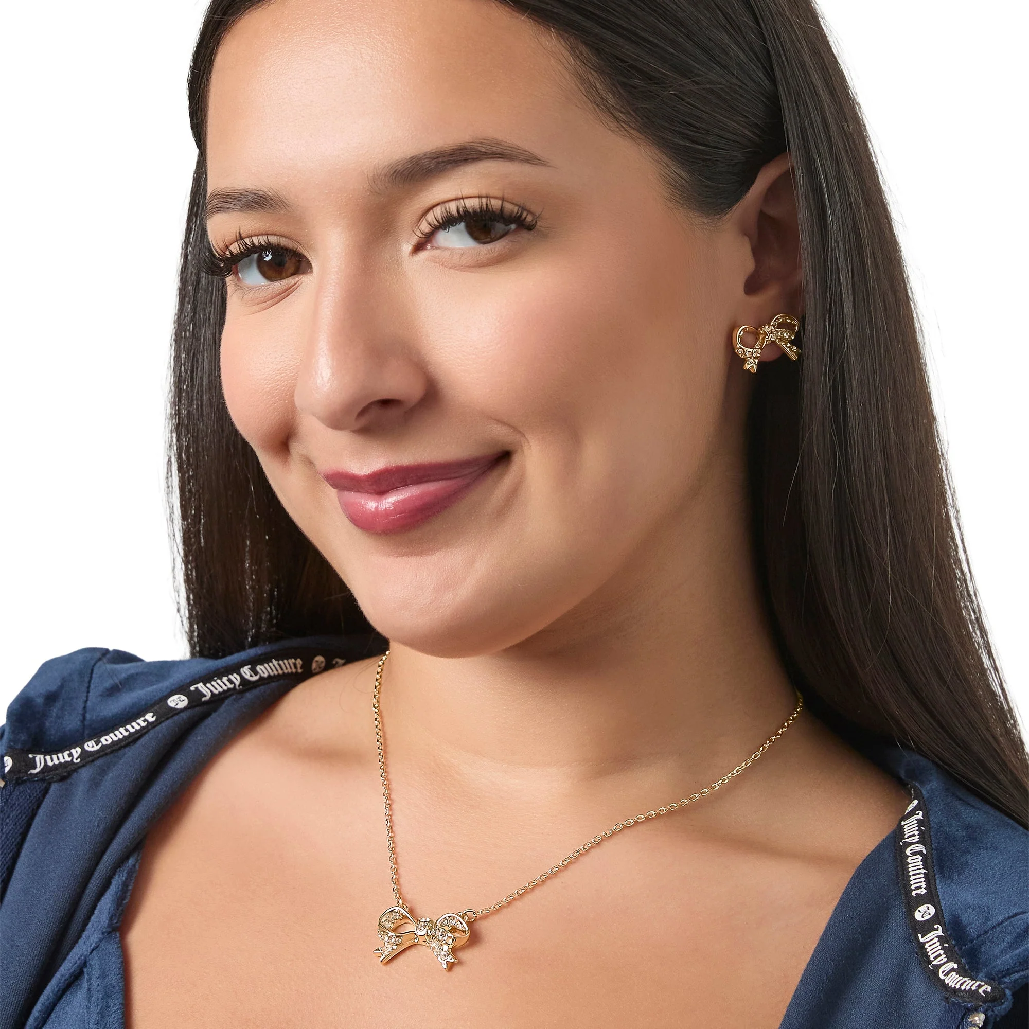 Pavé Bow Necklace & Stud Earring Set - Image 2