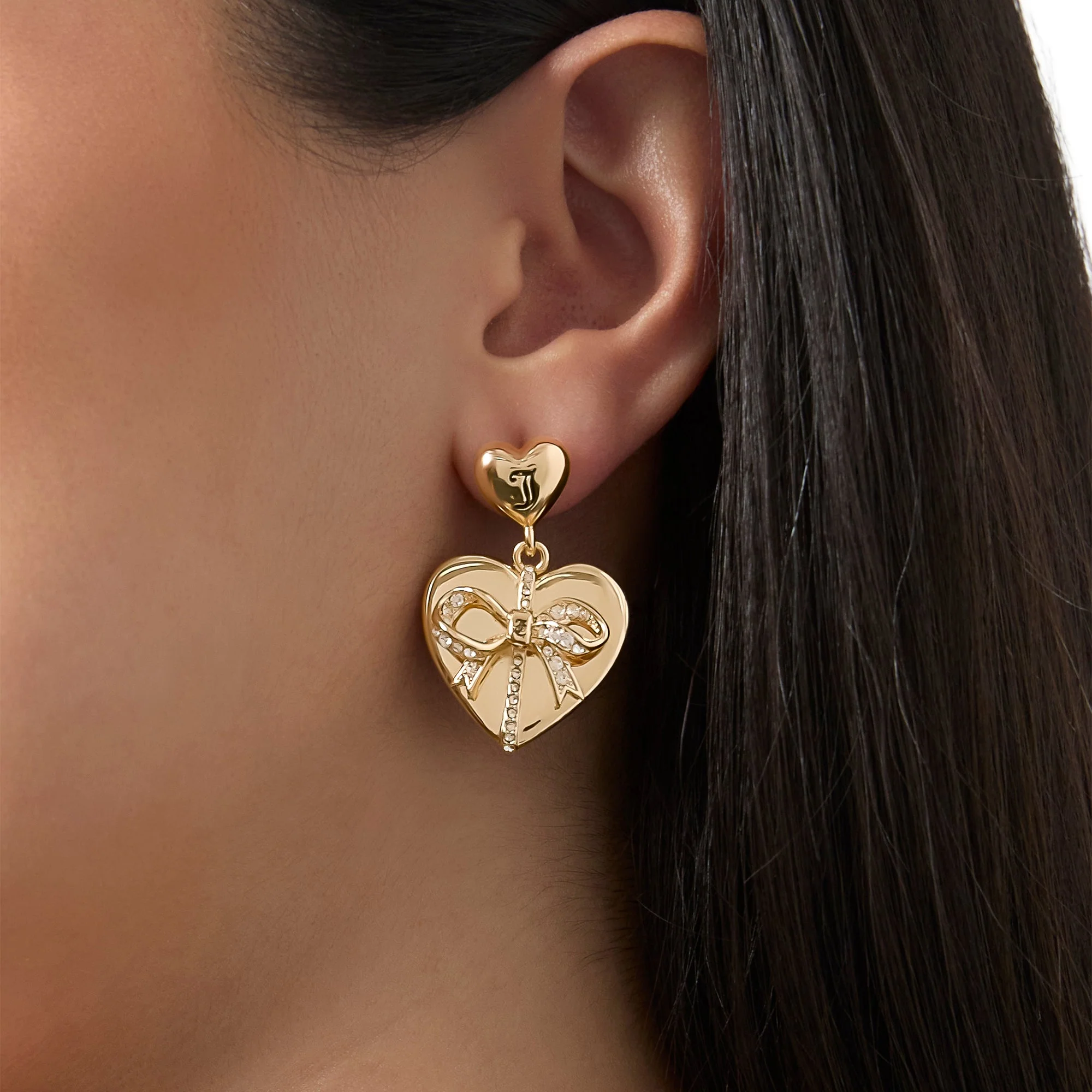 Quilted Double‑Heart Drop Earrings - Image 3