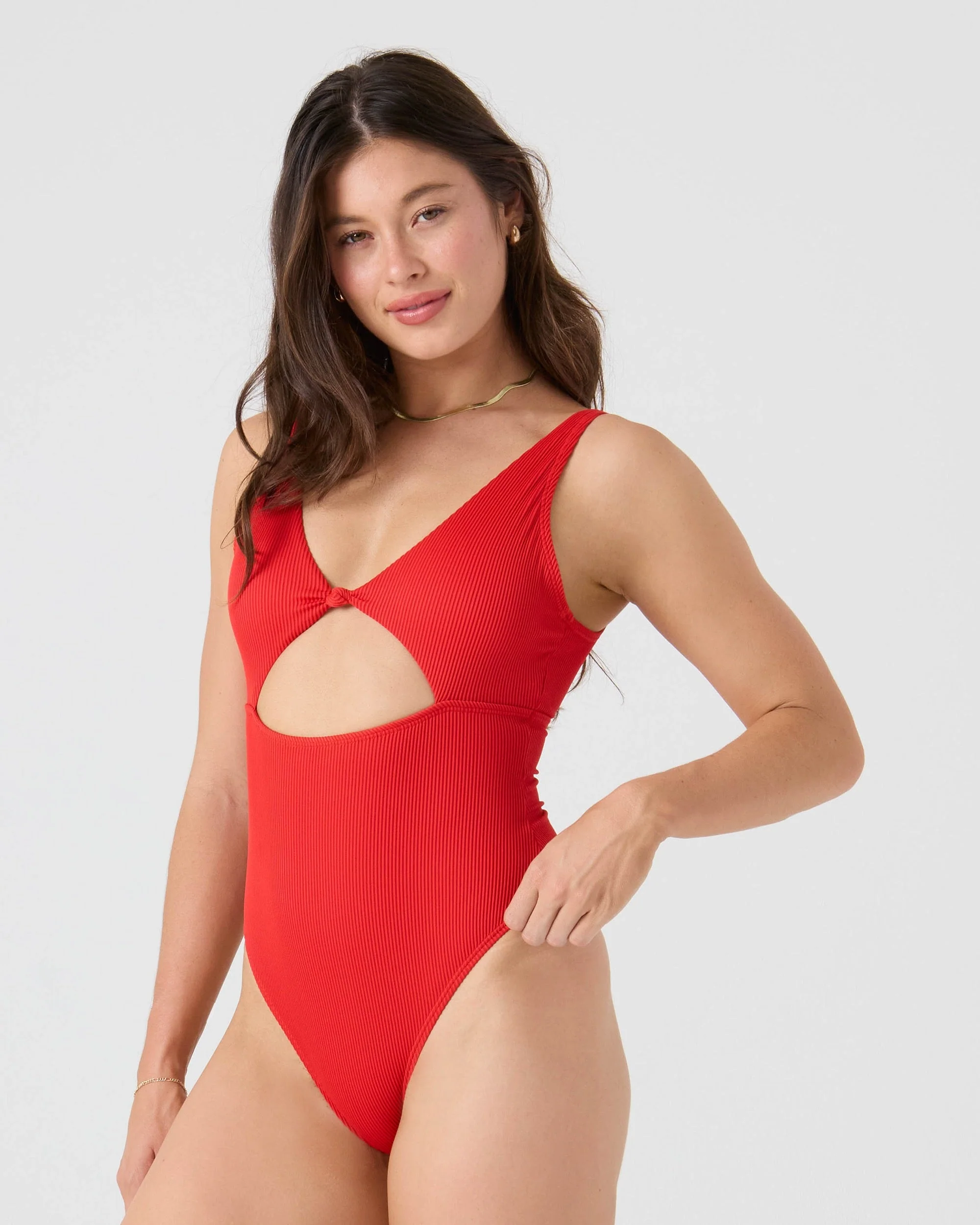 Rib Roxy Love Knot Peek A Boo One Piece Moderate Swimsuit - Image 2