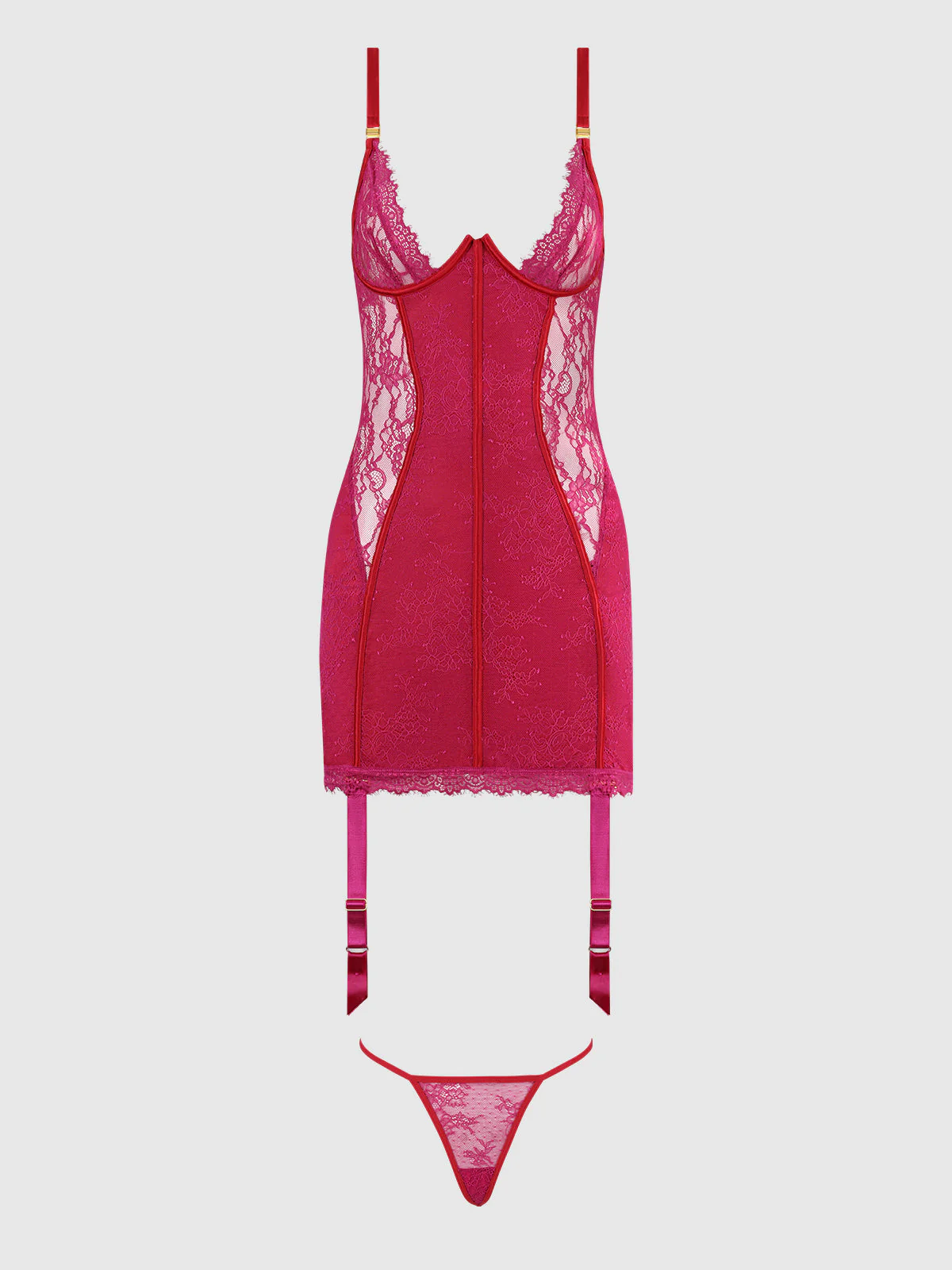 Rosalind Satin & Lace Underwire Chemise - Image 8