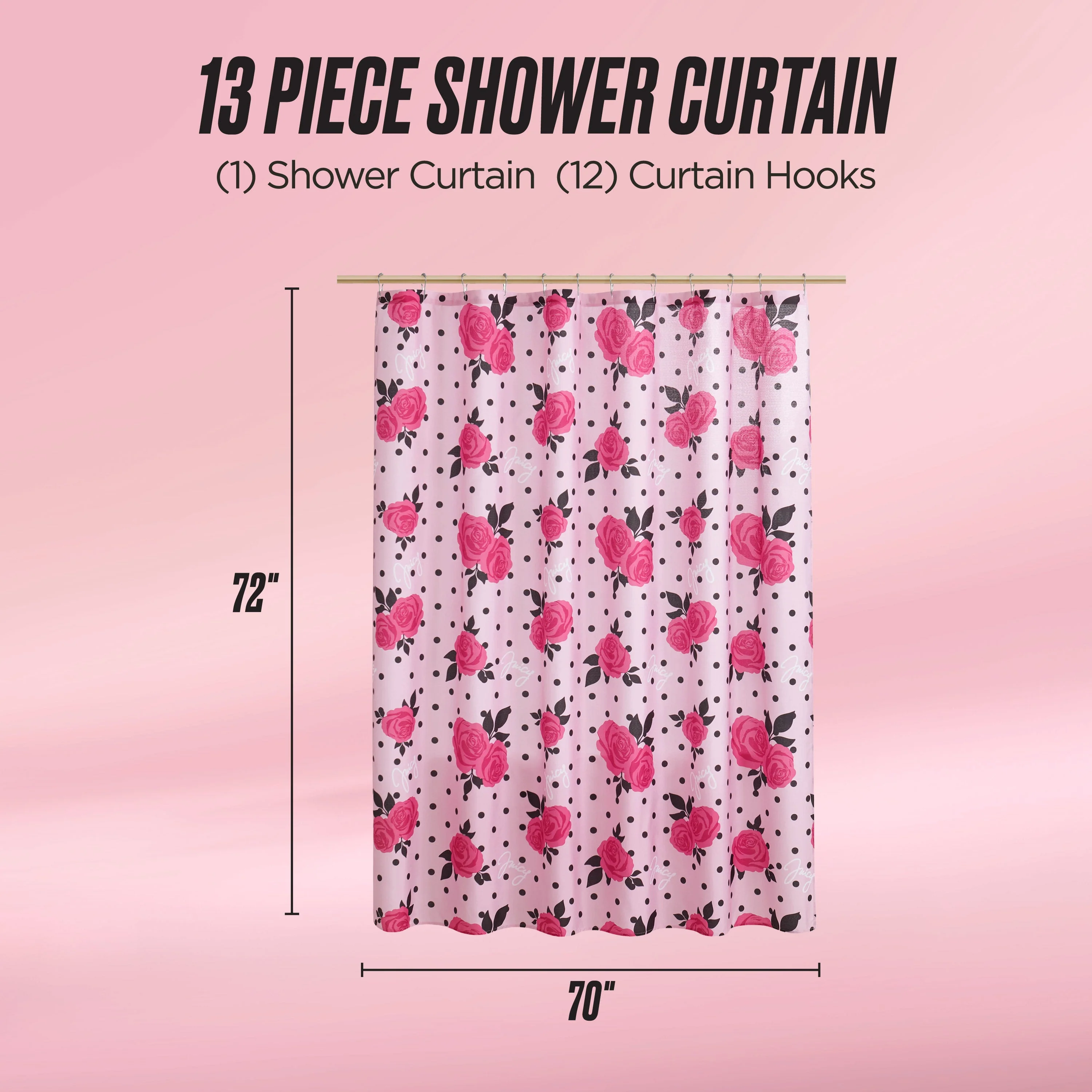 Shower Curtain and Hooks Set - Image 2