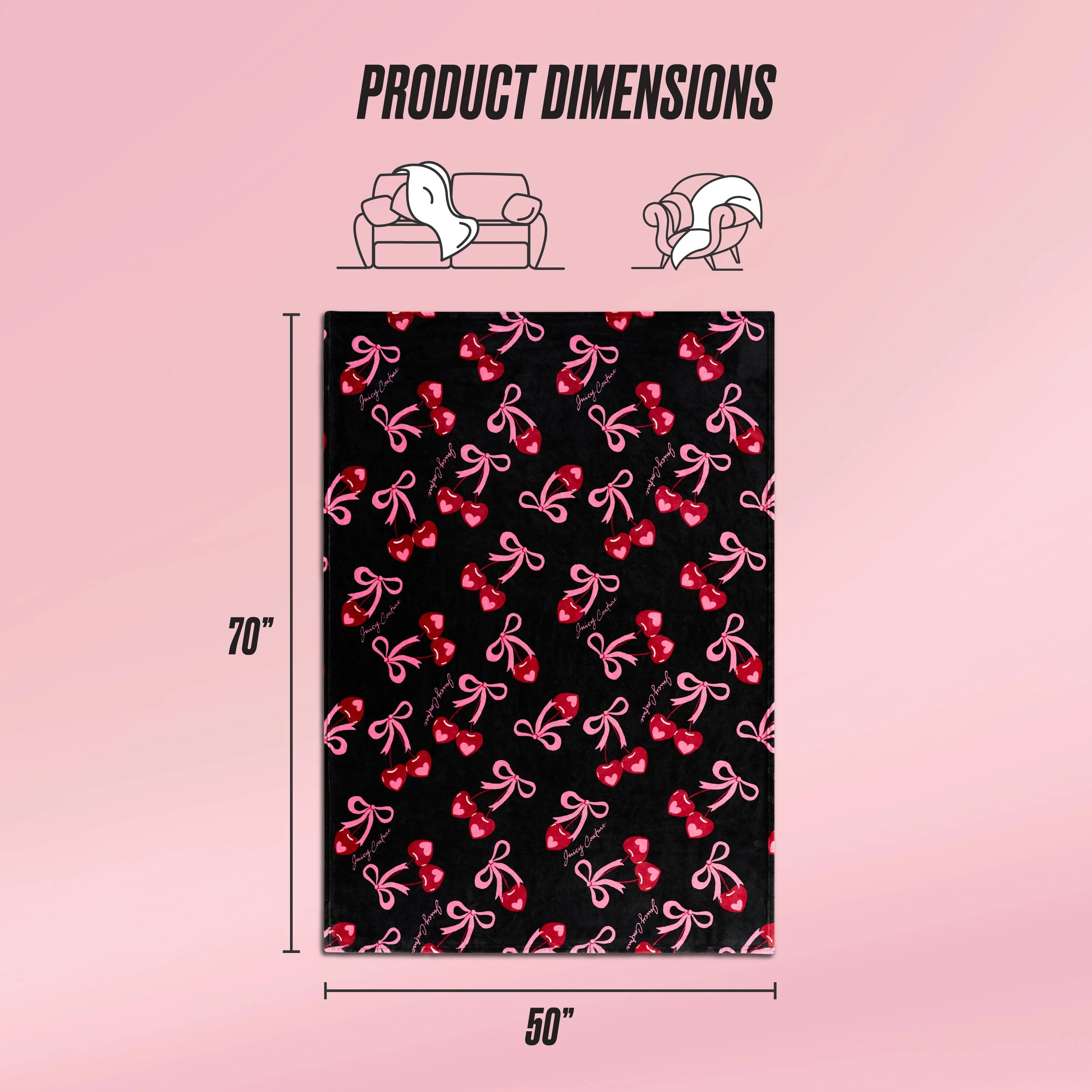 Sweet Cherry Bows Plush Throw Blanket - Image 3