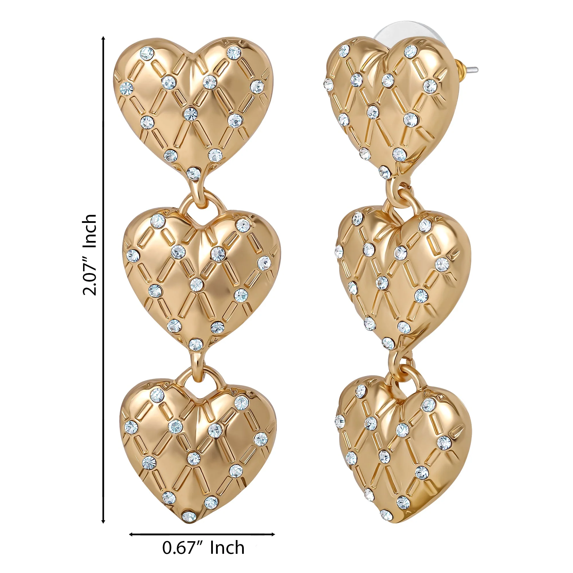 Triple Heart Drop Earrings - Image 4
